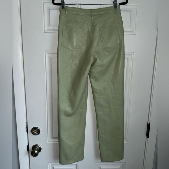 WILFRED ARITZIA SIZE 6 sage green The Melina Pant pants faux leather‎ straight - Picture 2 of 8